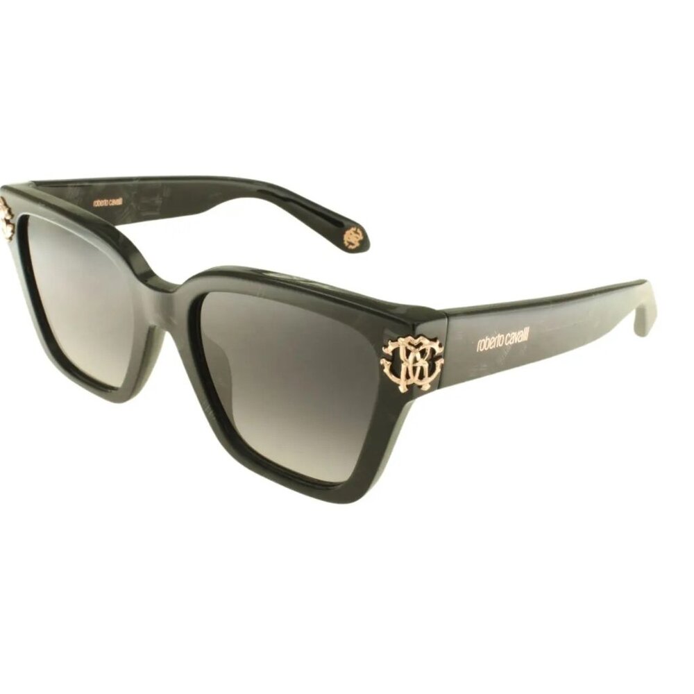 NEW ROBERTO CAVALLI SRC066 0981 Sunglasses Black / Grey Gradient Lens Women’s